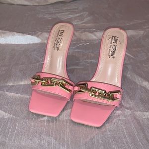 Pink open toe heeled sandal